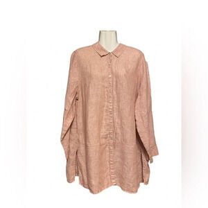 Tahari Linen Button Down Shirt